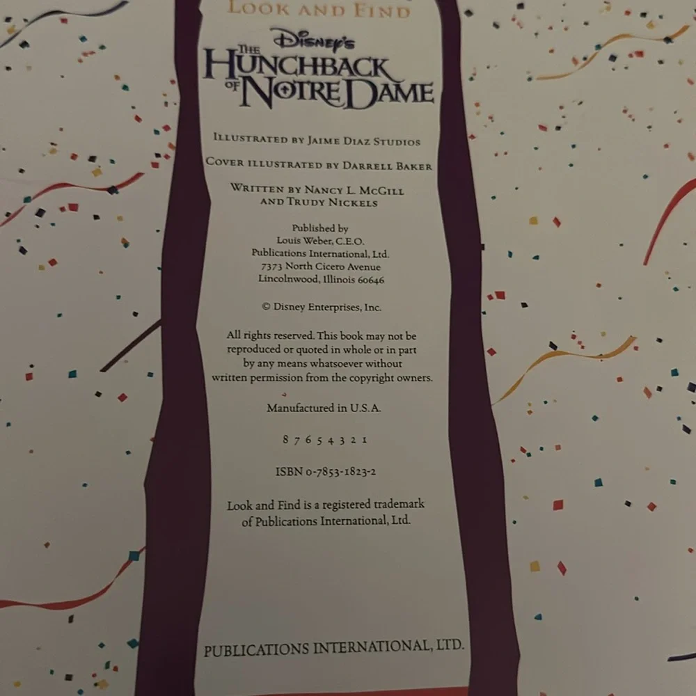 Rare HTF 1996 Disney Hunchback Notre Dame Look & Find Hardcover Book Vintage